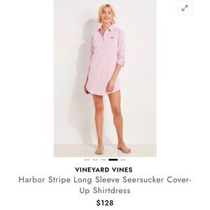 Vineyard Vines Harbor Striped Cover Up Dress Seersucker Resort Red  Size 12 NWT